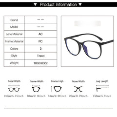 Round Frame Casual Clear Eyeglasses Light Blocking TV Gaming Glasses