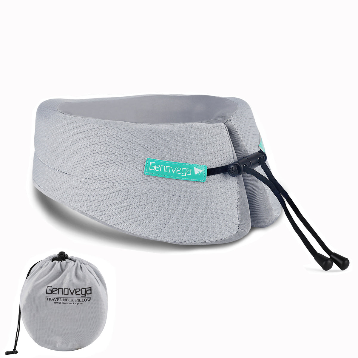 Adjustable Memory Foam Neck Pillow for Travel with Washable Cover