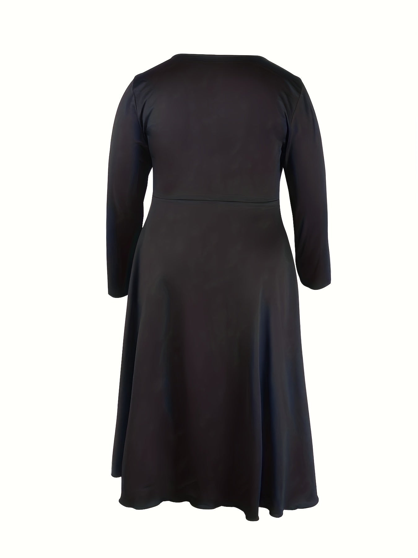  Colorblock Plaid Print Round Neck Midi Dress