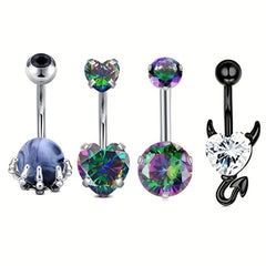 4PC Bee Navel Bar Pack Cz Belly Ring Set Women Belly Button Piercing
