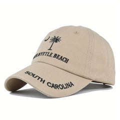 Embroidered Unisex Baseball Cap Coconut Tree Boho Hat Men's Flower Beach Sun Hat