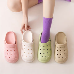 Women's Platform Clogs Solid Hollow Out Slide Shoes Outdoor Sandals