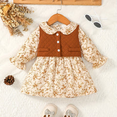 Infant Baby Doll Collar Floral Skirt Vest Set