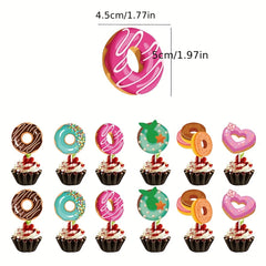32pc Donut Birthday Party Set Pull Flag Cake Insert Balloon Supplies