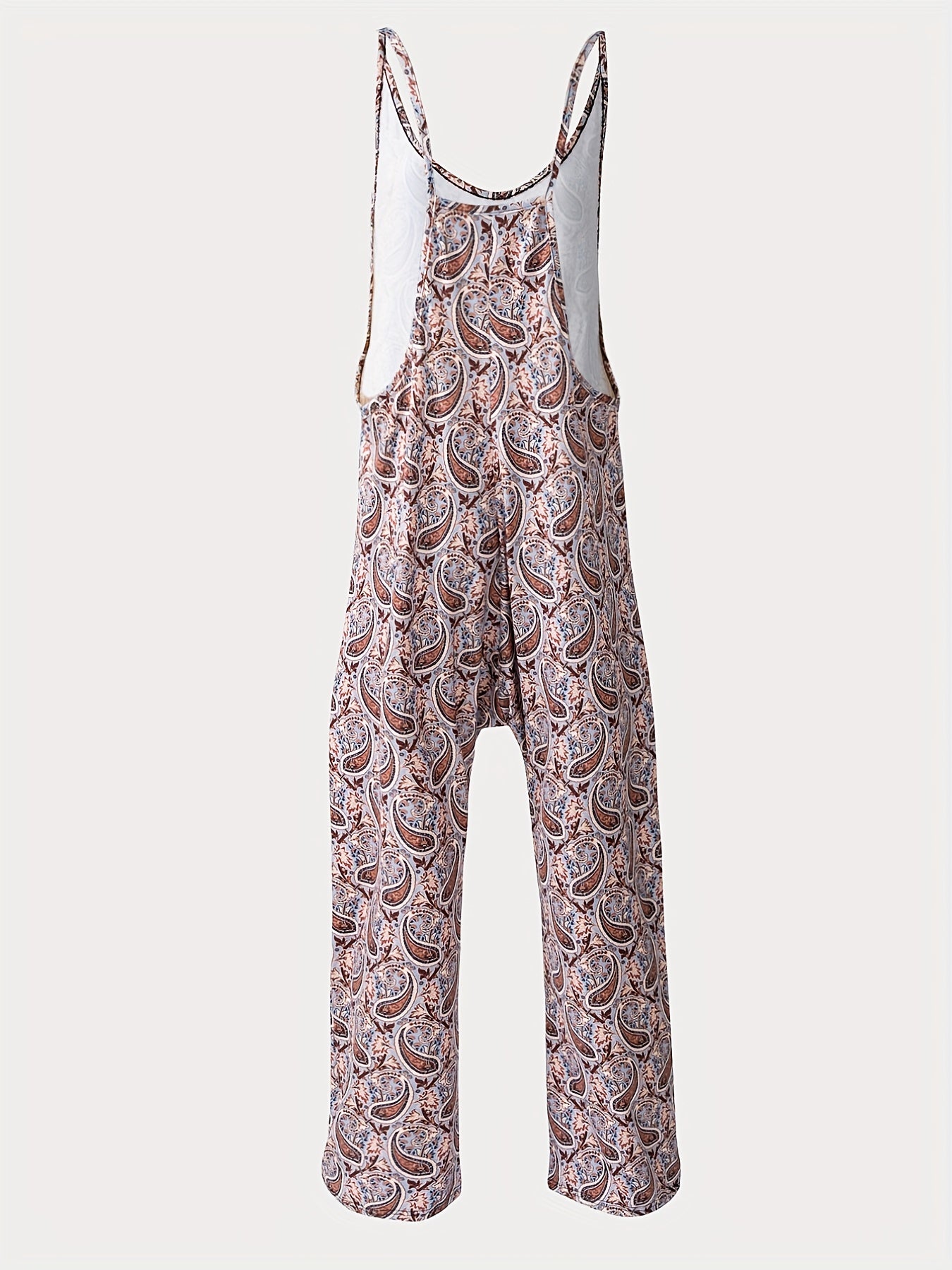 Paisley Print Dual Pockets Overall Jumpsuit