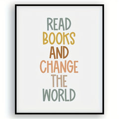 Boho Classroom Poster: Read Books Change World Digital Print