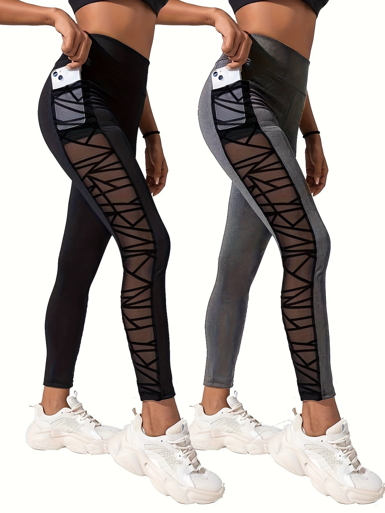 2pcs Mesh Shaping Pants Tummy Control Compression Slimming Pants Women