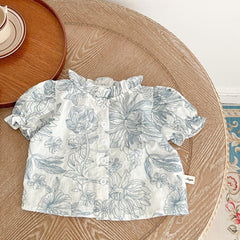 Baby Girl Summer Painting Flower Graphic Short Sleeve Top