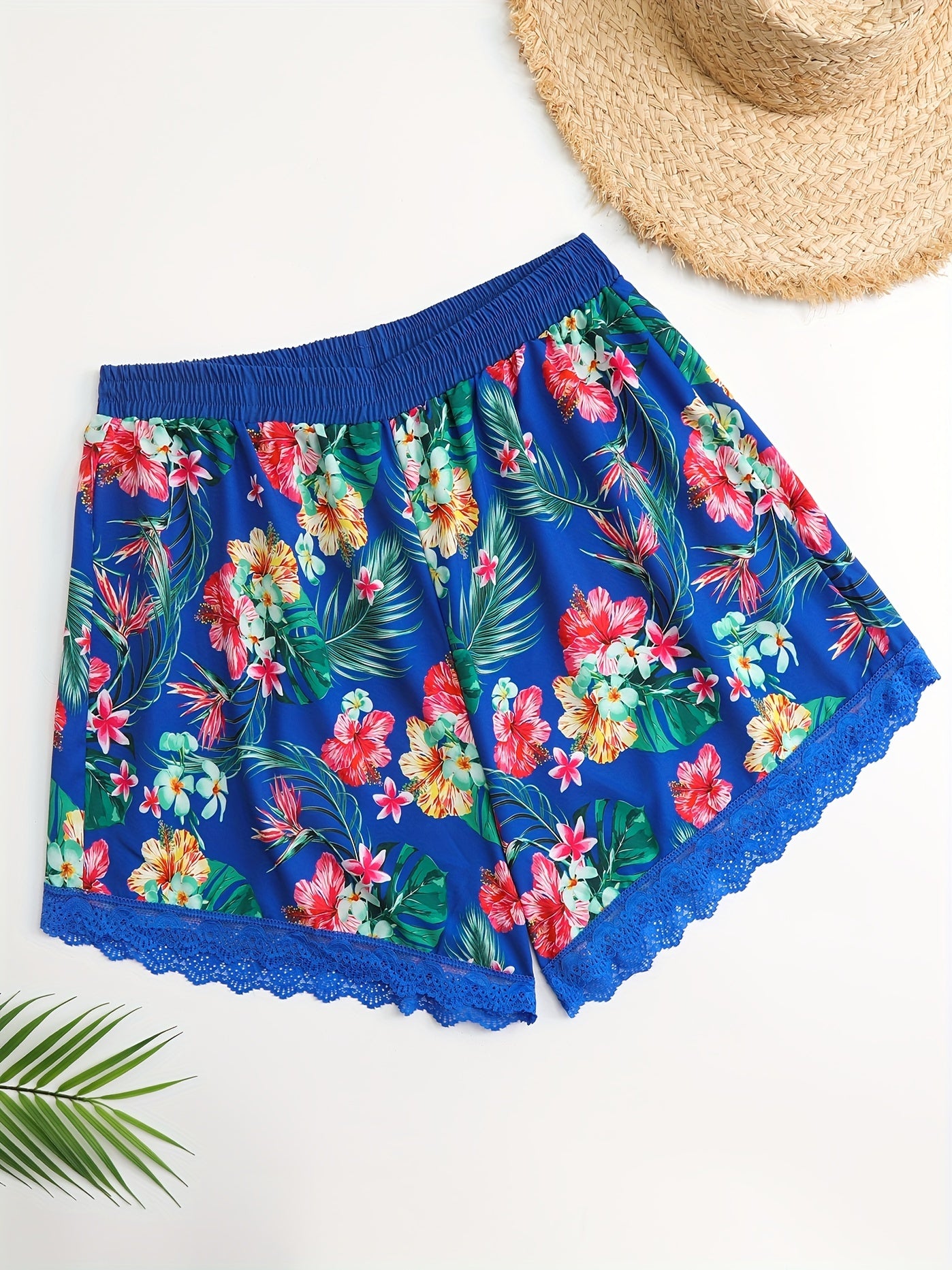  Lace Floral Print Swimwear Shorts Sexy Stretch S