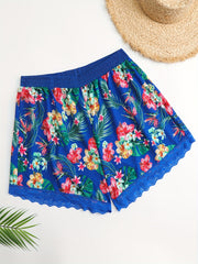  Lace Floral Print Swimwear Shorts Sexy Stretch S