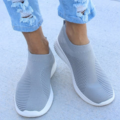 Women's Slip On Walking Shoes Flying Woven Casual Flat Shoes