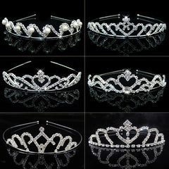 Silver Tiara Headband Girls Princess Tiaras Rhinestone Crown