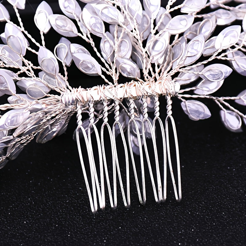 Bridal Hair Comb Silver & Golden Rhinestone Crystal Wedding