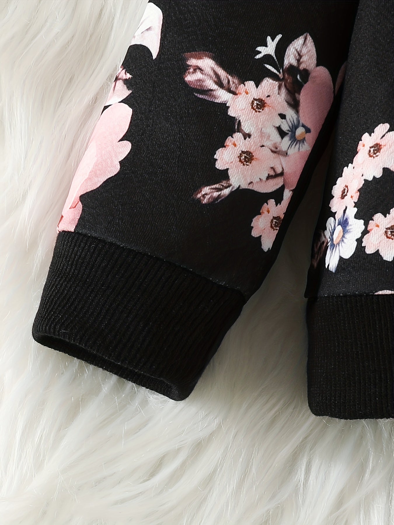 2pc Baby Girls Flower Print Hoodie Pants Set