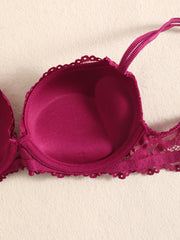 Lace Embroidery Lingerie Set Push Up Intimates Bra & Sheer Panty
