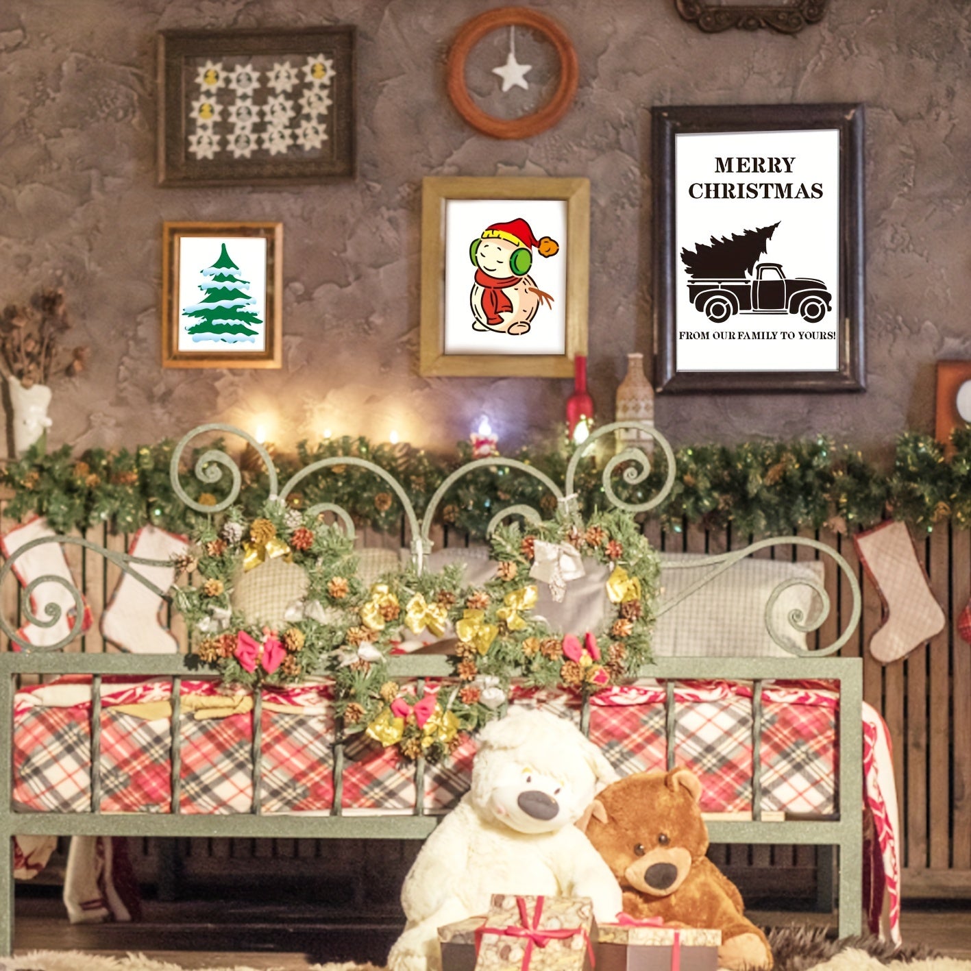 9pcs Big Size Christmas Stencils For DIY Drawing Template
