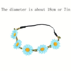 Hippie Flower Headband Stretchy Headdress Boho Hair Accessories For Women