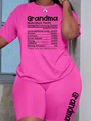 Women's Plus Size Letter Print Tee & Shorts Set