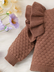 2pcs Baby Girl and Floral Shorts Set Autumn Winter Knit Sweater Top