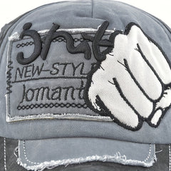 Fist Embroidered Unisex Baseball Cap Vintage Washed Distressed Dad Hat