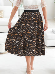  Abstract Stripe Print Maxi Skirt