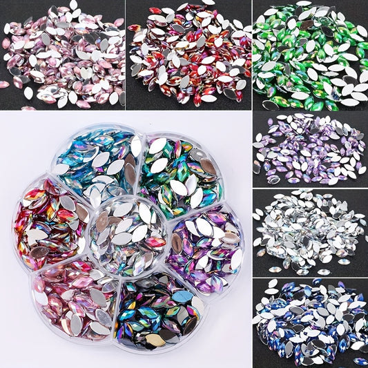 610pcs Teardrop Rhinestones Flat Back Nail Art Gems in Vibrant Colors