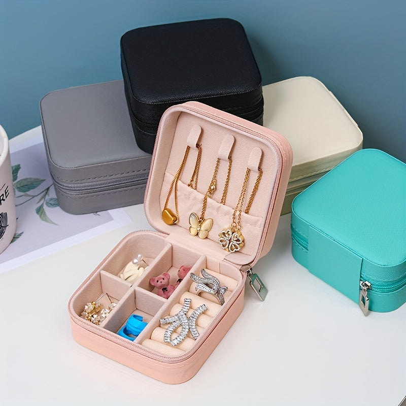 Mini Zipper Jewelry Organizer Box Small Jewelry Storage Case