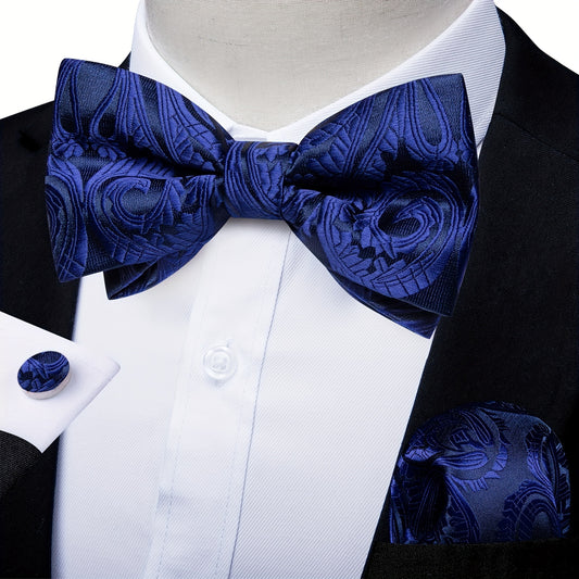 Men's Paisley Silk Bow Tie Set for Wedding Formal Suit