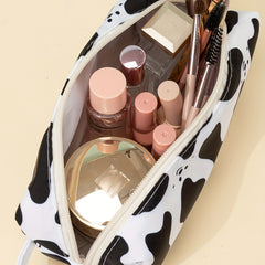 Smiling Face & Cow Print Makeup Bag Pencil Case