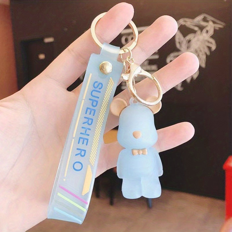 Violent Bear Cartoon Crystal Bow Tie Key Chain Pendant