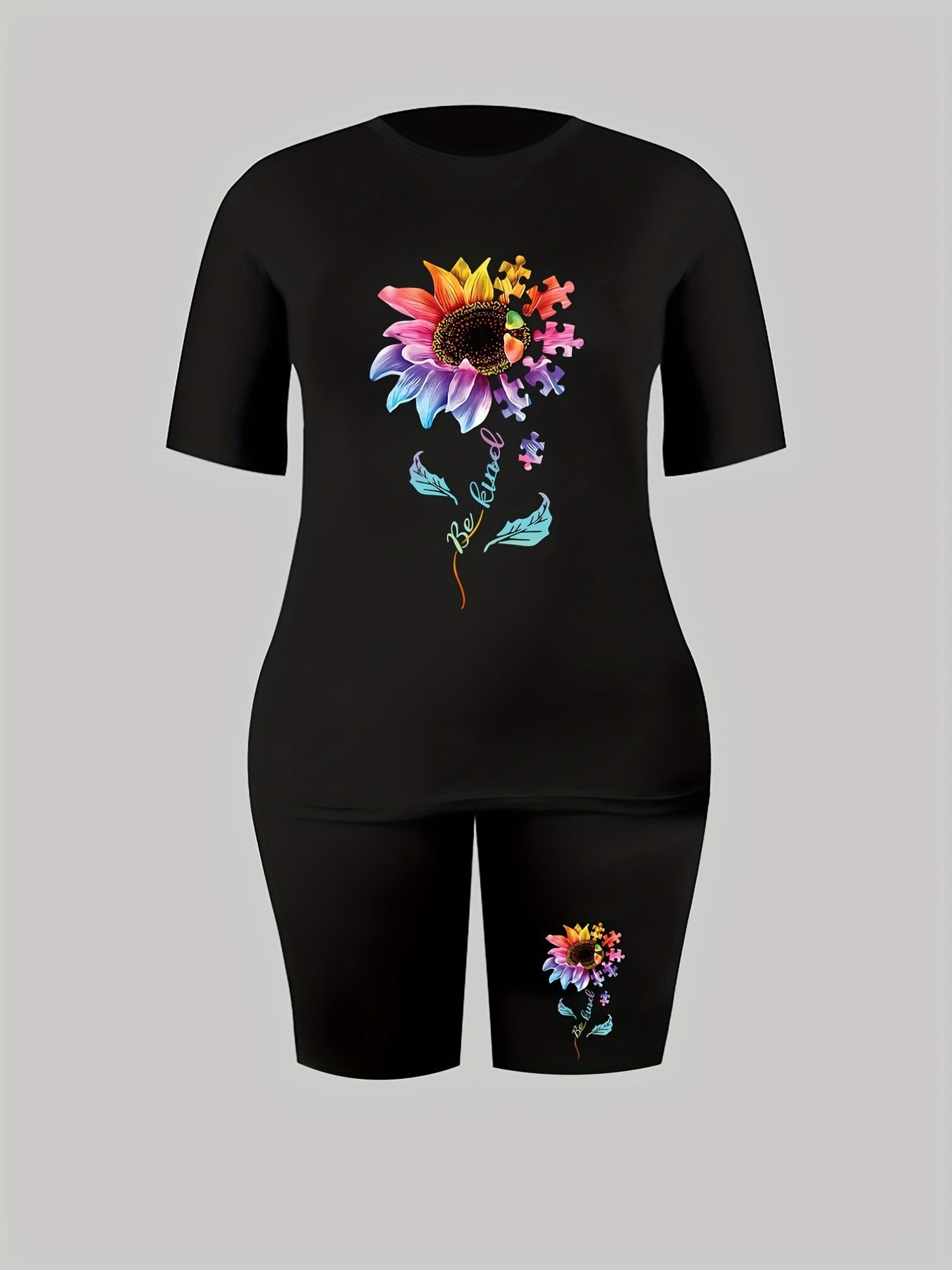  Art Letter & Sunflower Print 2 Piece Set