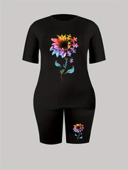  Art Letter & Sunflower Print 2 Piece Set