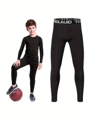 TELALEO Boy's Compression Leggings Quick Drying Active Pants