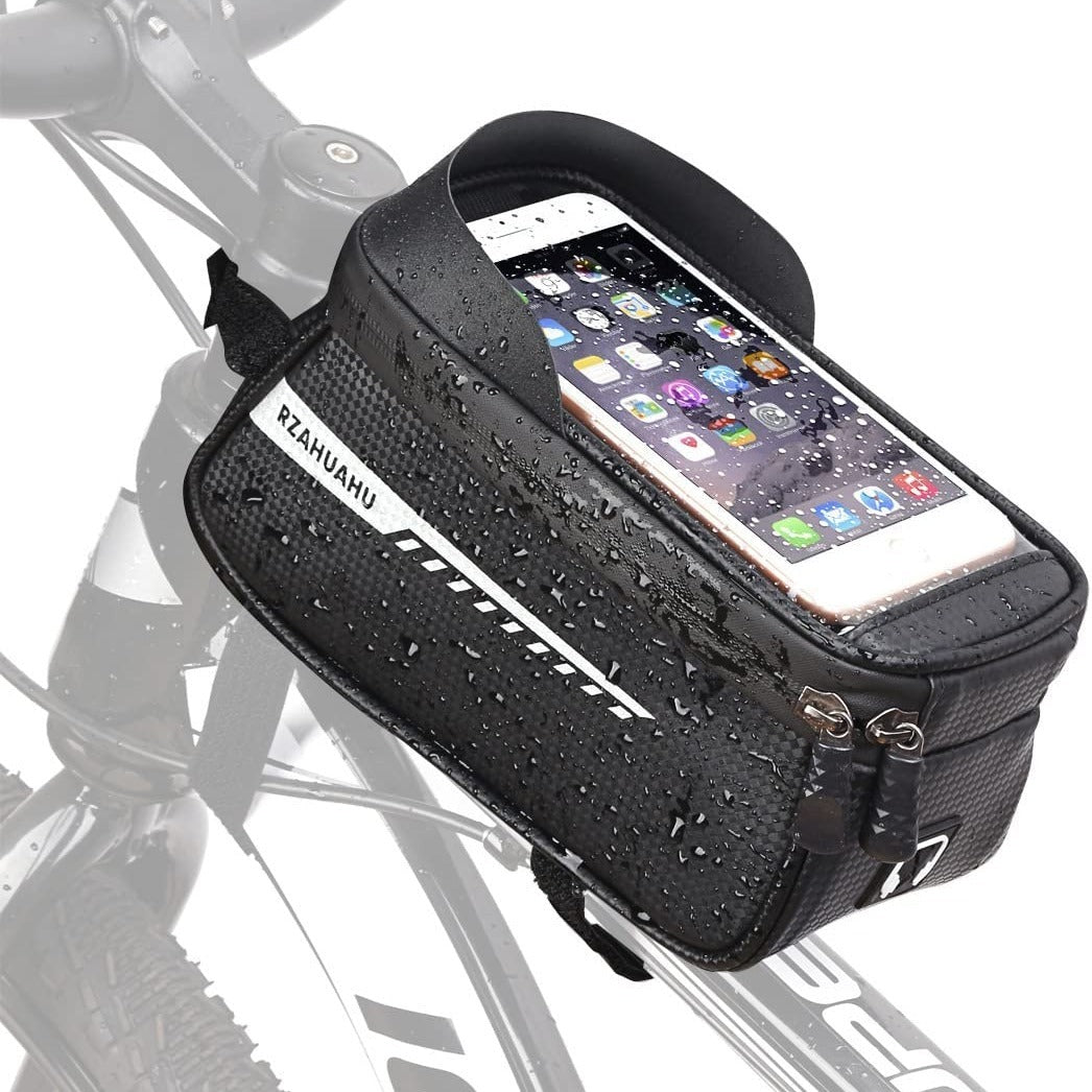 Waterproof Bike Front Frame Bag with Phone Holder Cycling Storage Accessory