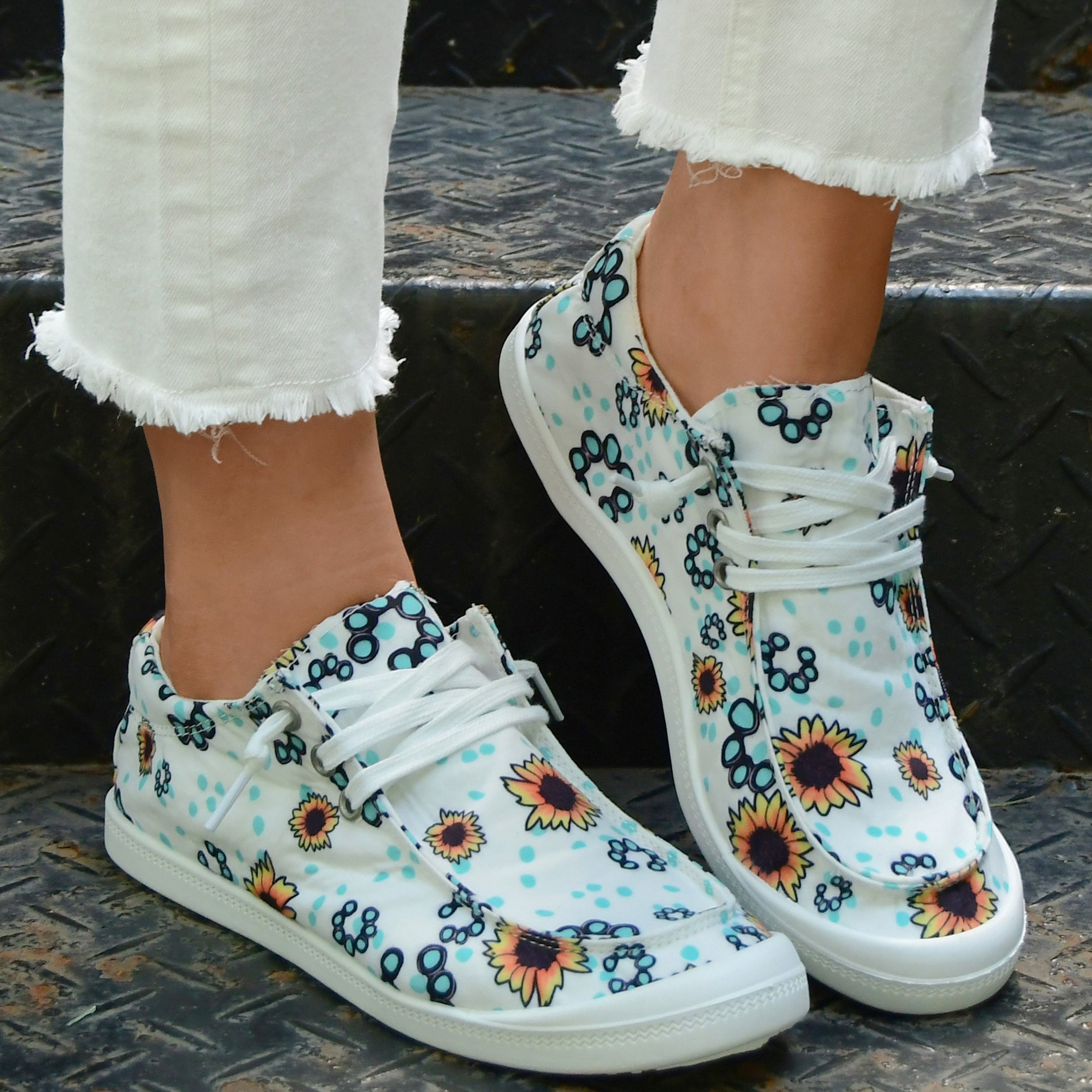 Tie Dye Canvas Casual Sneakers Low Top Lace-Up Women's Shoes