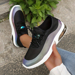 Women's Colorblock Sneakers Low Top Lace Up Walking Shoes