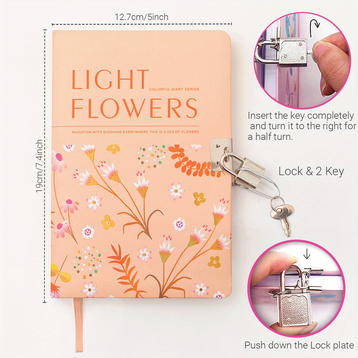 160 Pages Lockable Diary For Teenagers A5 Flower Journal Gift