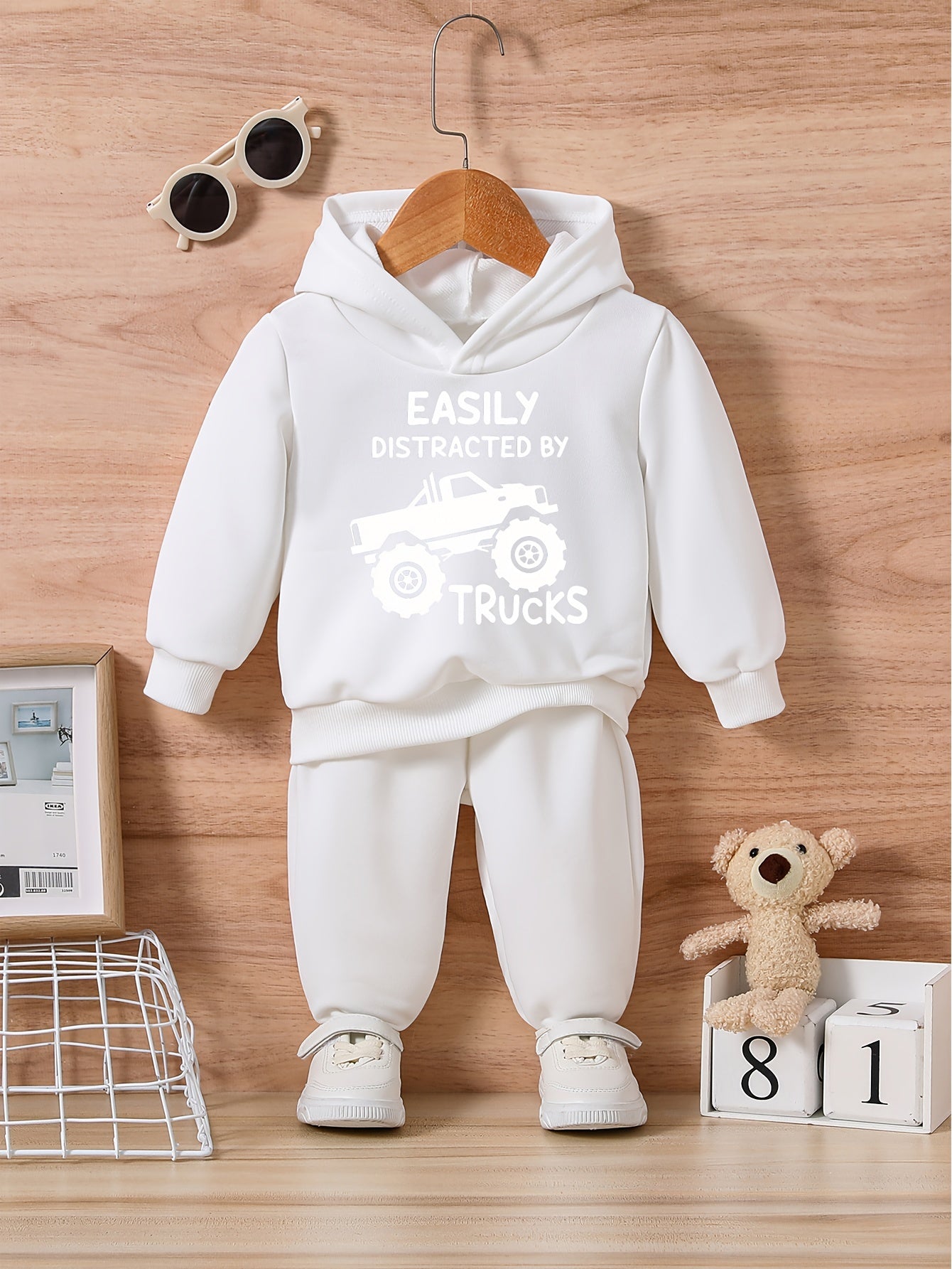 Baby Truck Print Outfit Long Sleeve Sweatshirt Trousers Set