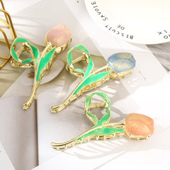 Tulip Large Claw Clip Flower Updo Hairpin Leaf Hair Clip