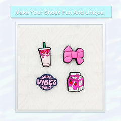 35pcs Pink Shoe Charms For Jibbitz Bubble Slides Sandals Kids Girls Boys