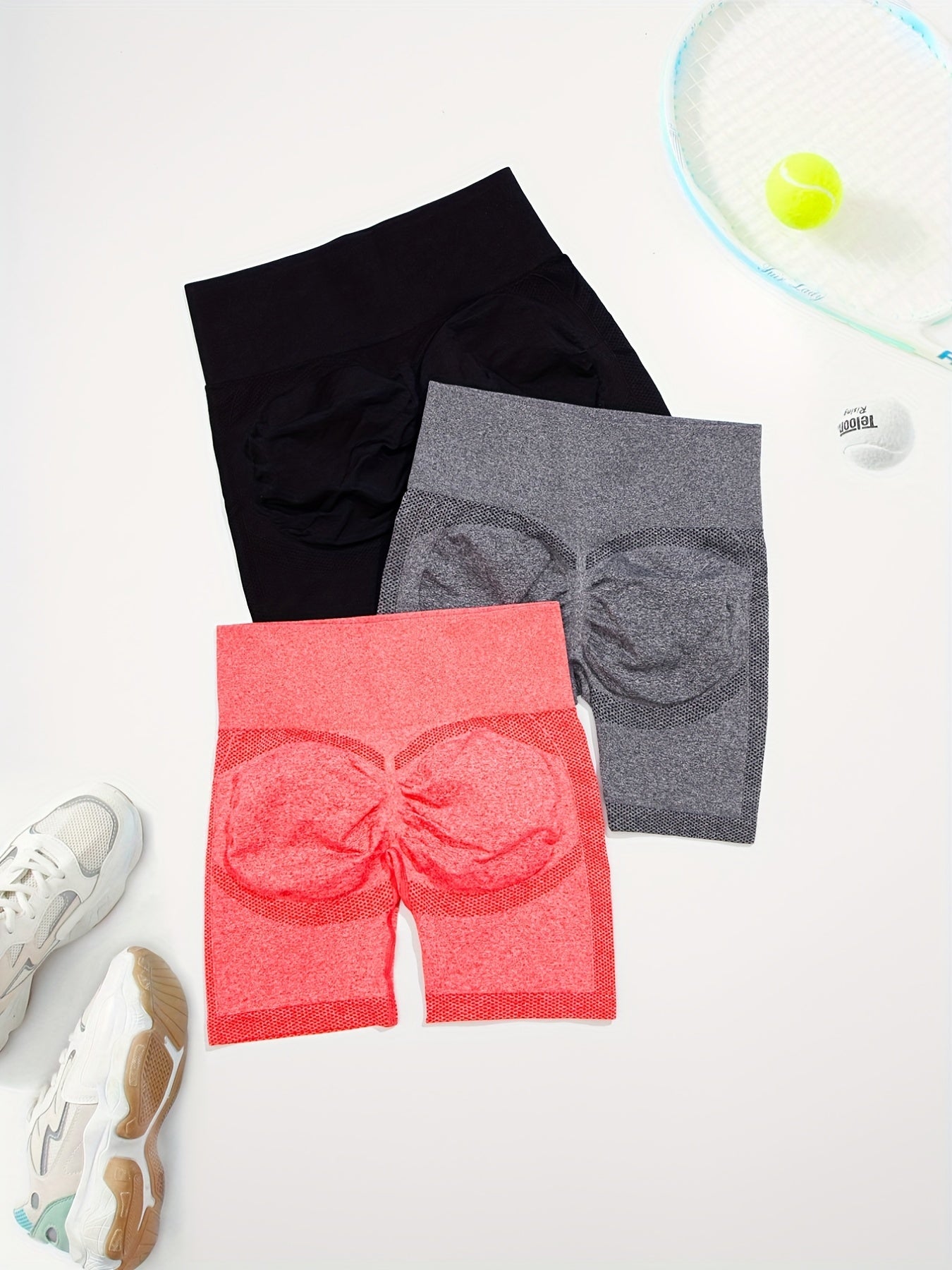 3Pcs Butt Lifting High Stretch Sports Shorts for Women