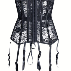 Floral Lace Mesh Shaping Tops Tummy Control Strapless Top