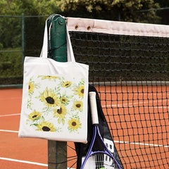 Sunflower Print Canvas Shoulder Bag Lightweight Shopping Bag