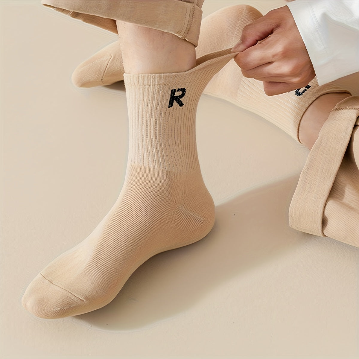 5 Pairs Letter Print Socks, Women's Mid Tube Stockings