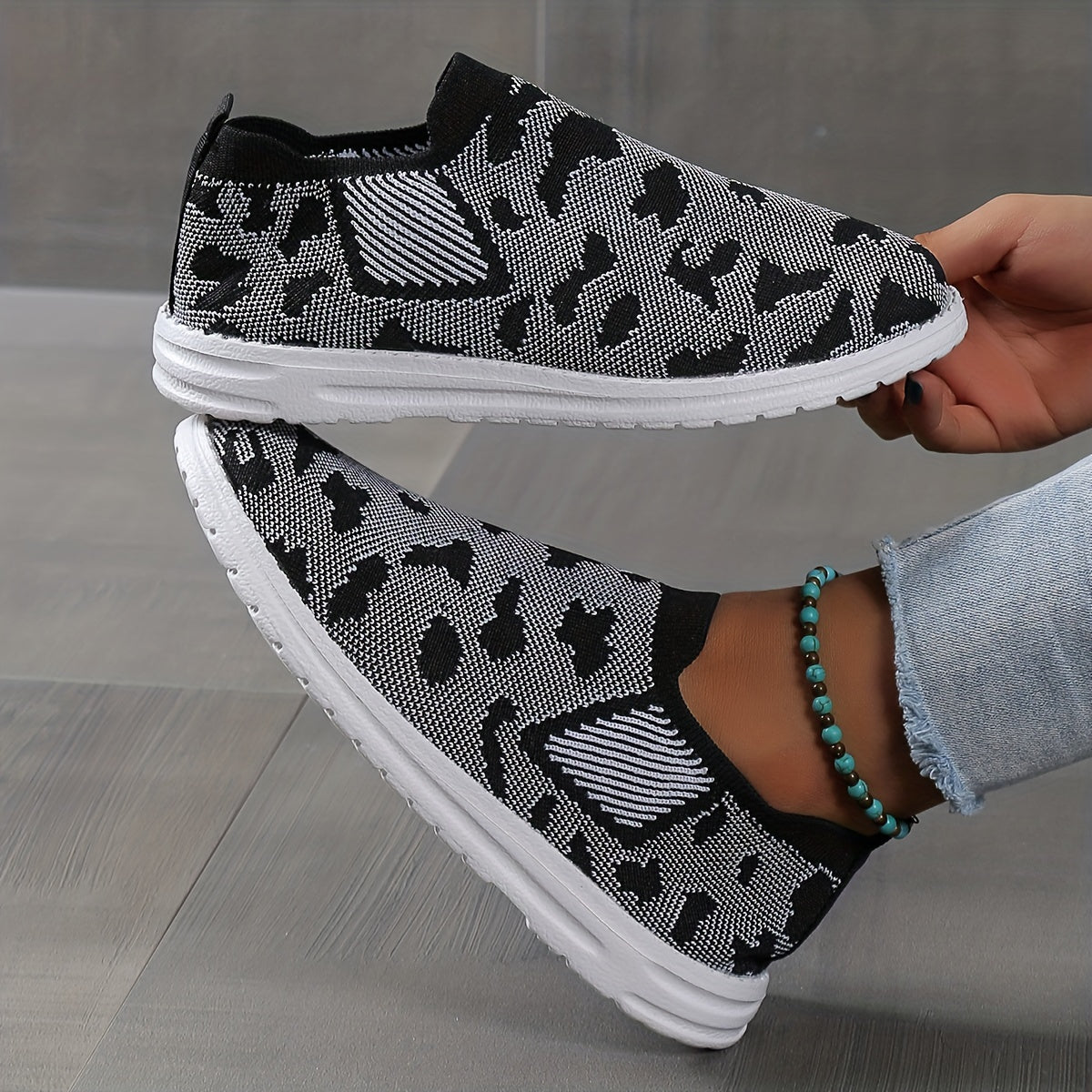 Women's Colorblock Woven Sneakers Low Non slip Lightweight Shoes