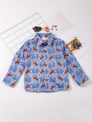 Boys Letter Horse Full Print Long Sleeve Button Down Shirt