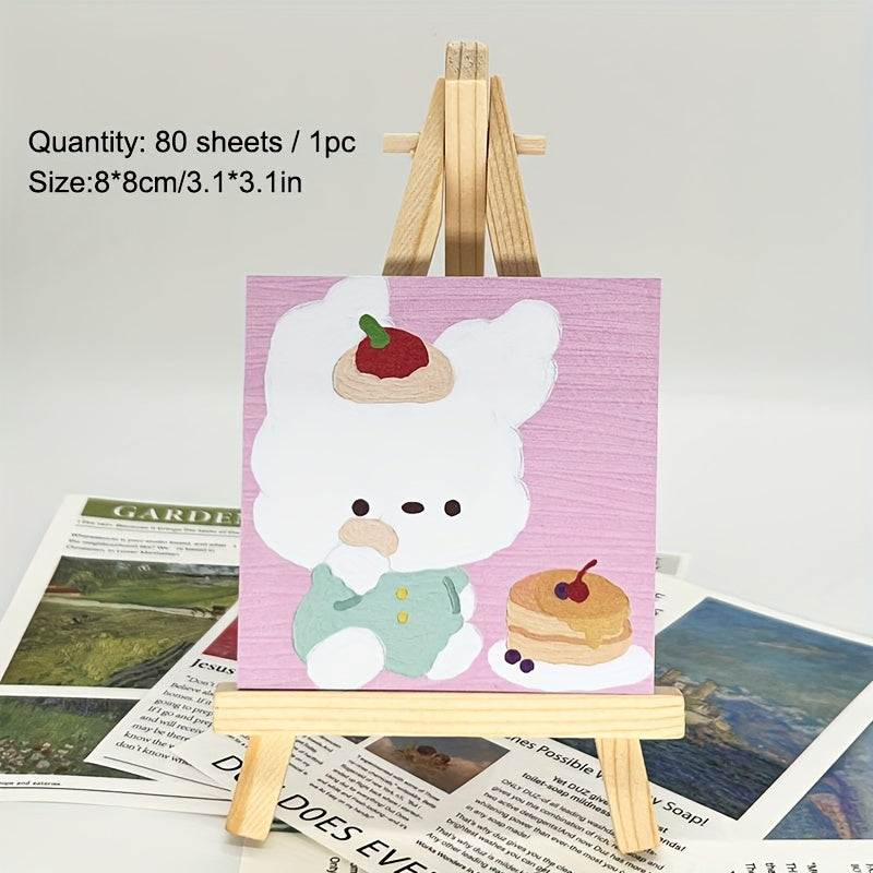 80 Sheets Cartoon Animal Sticky Notes For Students & Girls