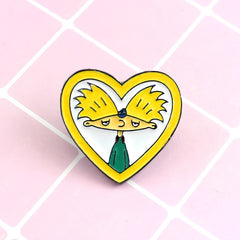 Heart Shaped Boy Brooch Cartoon Design