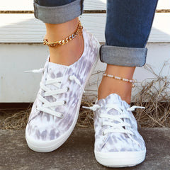 Women's Tie Dye Canvas Low Top Lace-Up Casual Shoes