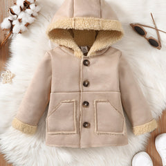 Baby Plush Long Sleeve Windbreaker Jacket Kids Hooded Fleece Coat